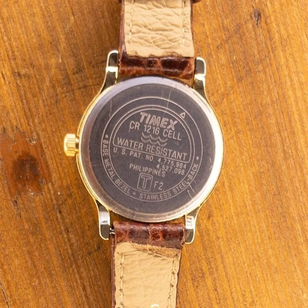 Timex Indiglo Women's Watch Brown Leather Band Cream Dial Arabic Numerals Quartz